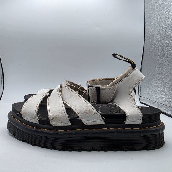 Dr. Martens Blaire Womens Size 8 White Hydro Leather Strap Sandals Platform
